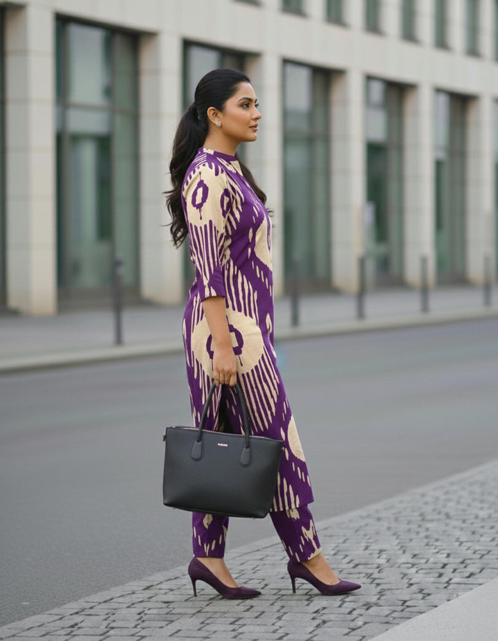 Avni Purple Cotton Pant and Kurta Set