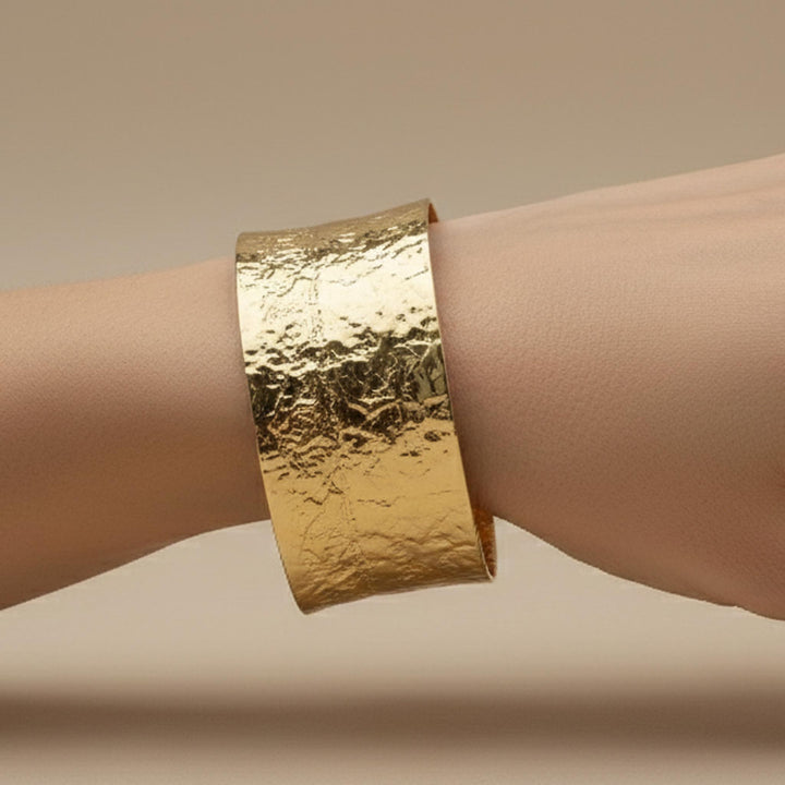 Textured Cuff 18k Gold Plated Bracelet