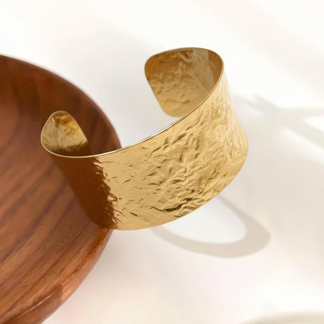 Textured Cuff 18k Gold Plated Bracelet