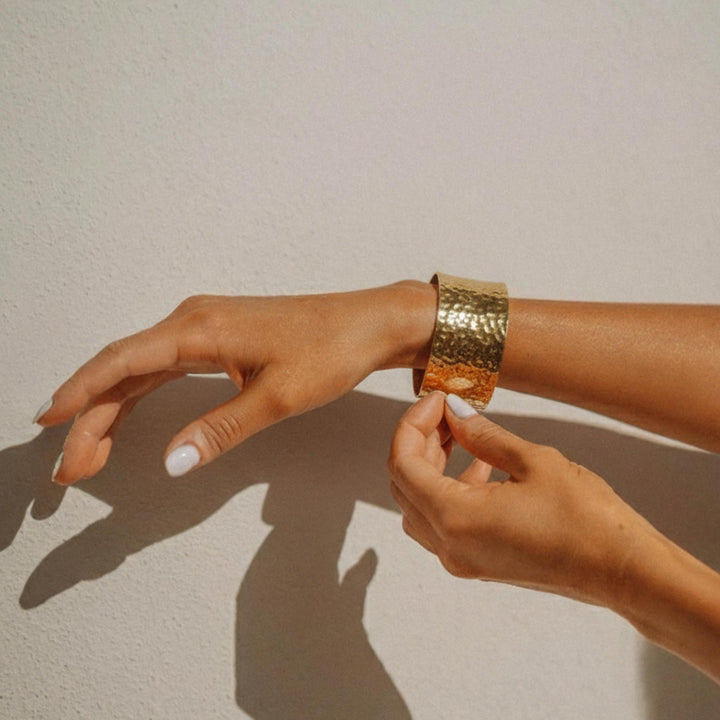 Textured Cuff 18k Gold Plated Bracelet