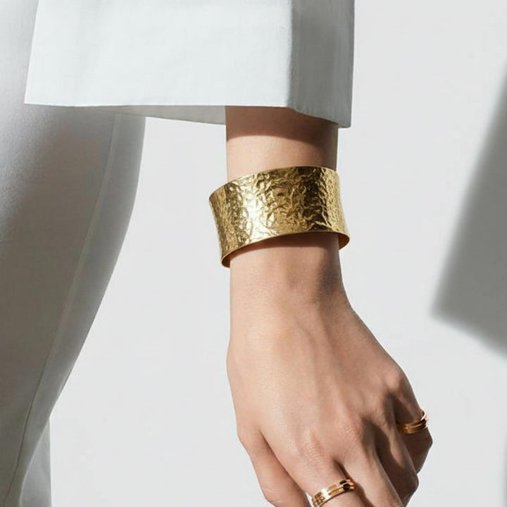 Textured Cuff 18k Gold Plated Bracelet