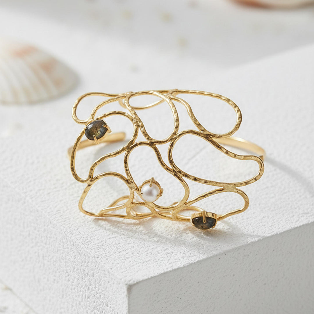 Abstract Wire 18k Gold Plated Bracelet