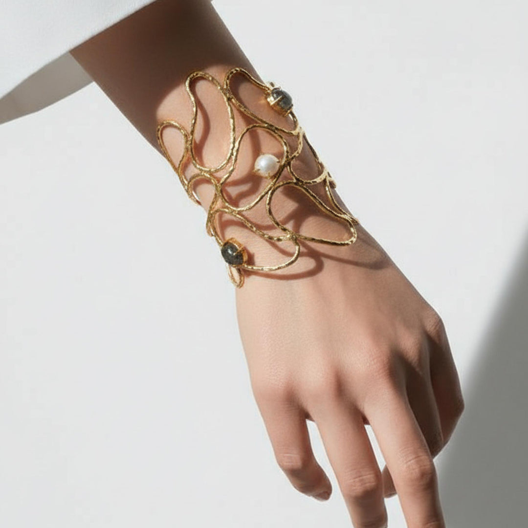 Abstract Wire 18k Gold Plated Bracelet