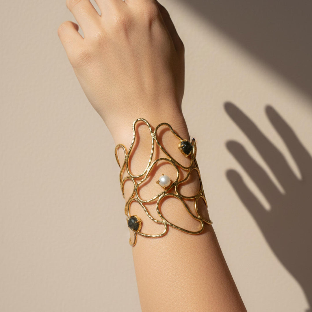 Abstract Wire 18k Gold Plated Bracelet