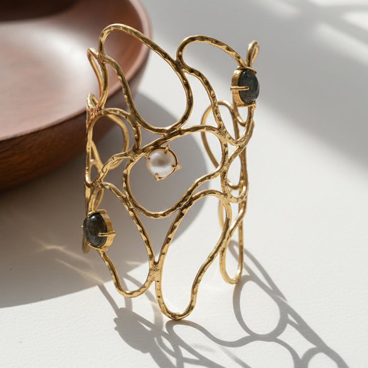 Abstract Wire 18k Gold Plated Bracelet