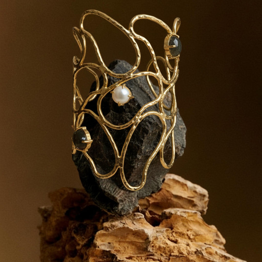 Abstract Wire 18k Gold Plated Bracelet