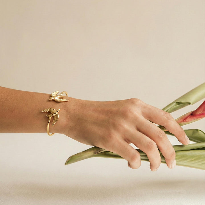Flying Bird Open 18k Gold Plated Bracelet