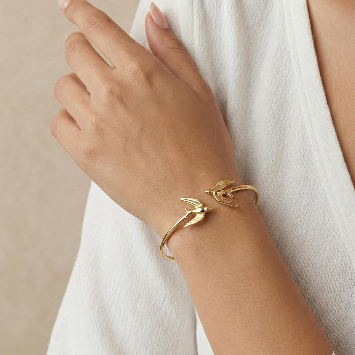 Flying Bird Open 18k Gold Plated Bracelet