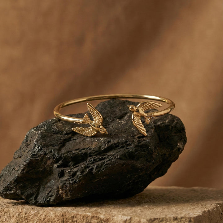 Flying Bird Open 18k Gold Plated Bracelet