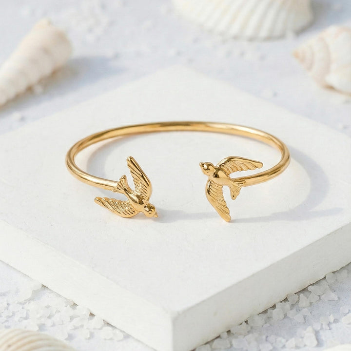 Flying Bird Open 18k Gold Plated Bracelet