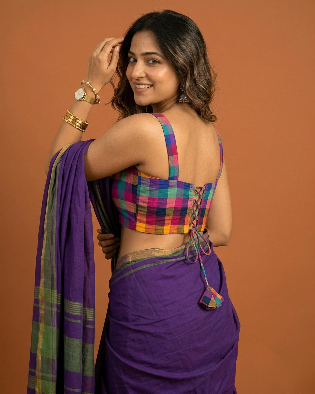 Happy Days Cotton Handloom Corset Blouse in Multicolour