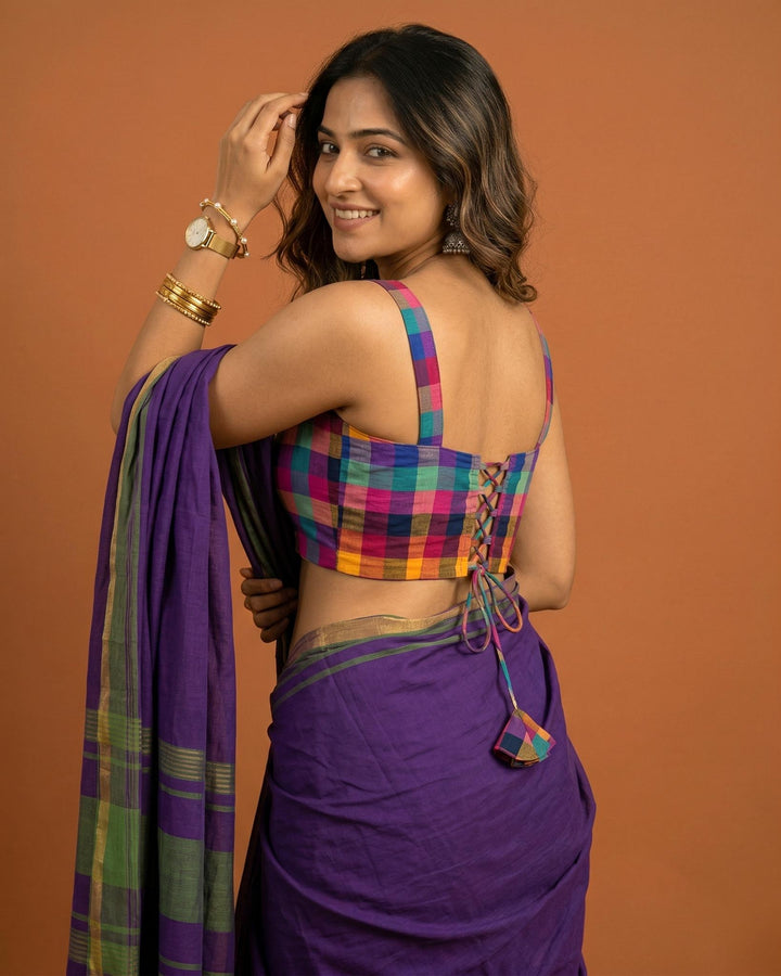 Happy Days Cotton Handloom Corset Blouse in Multicolour