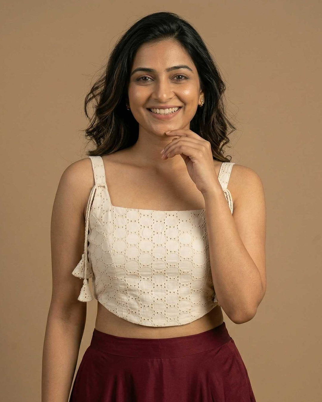 Happy Days Cotton Corset Style Blouse in Ivory