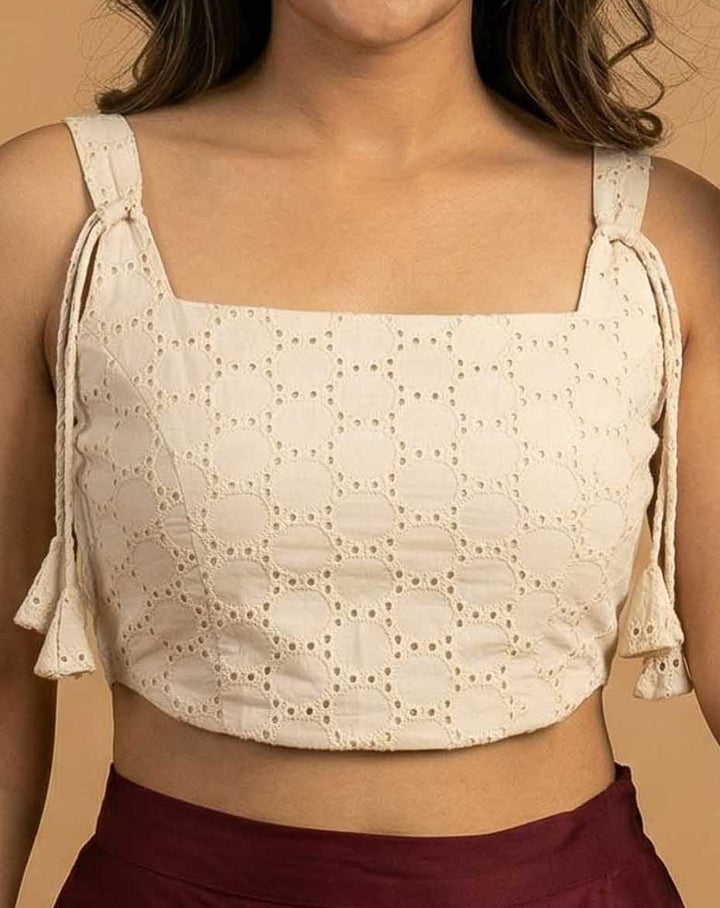 Happy Days Cotton Corset Style Blouse in Ivory
