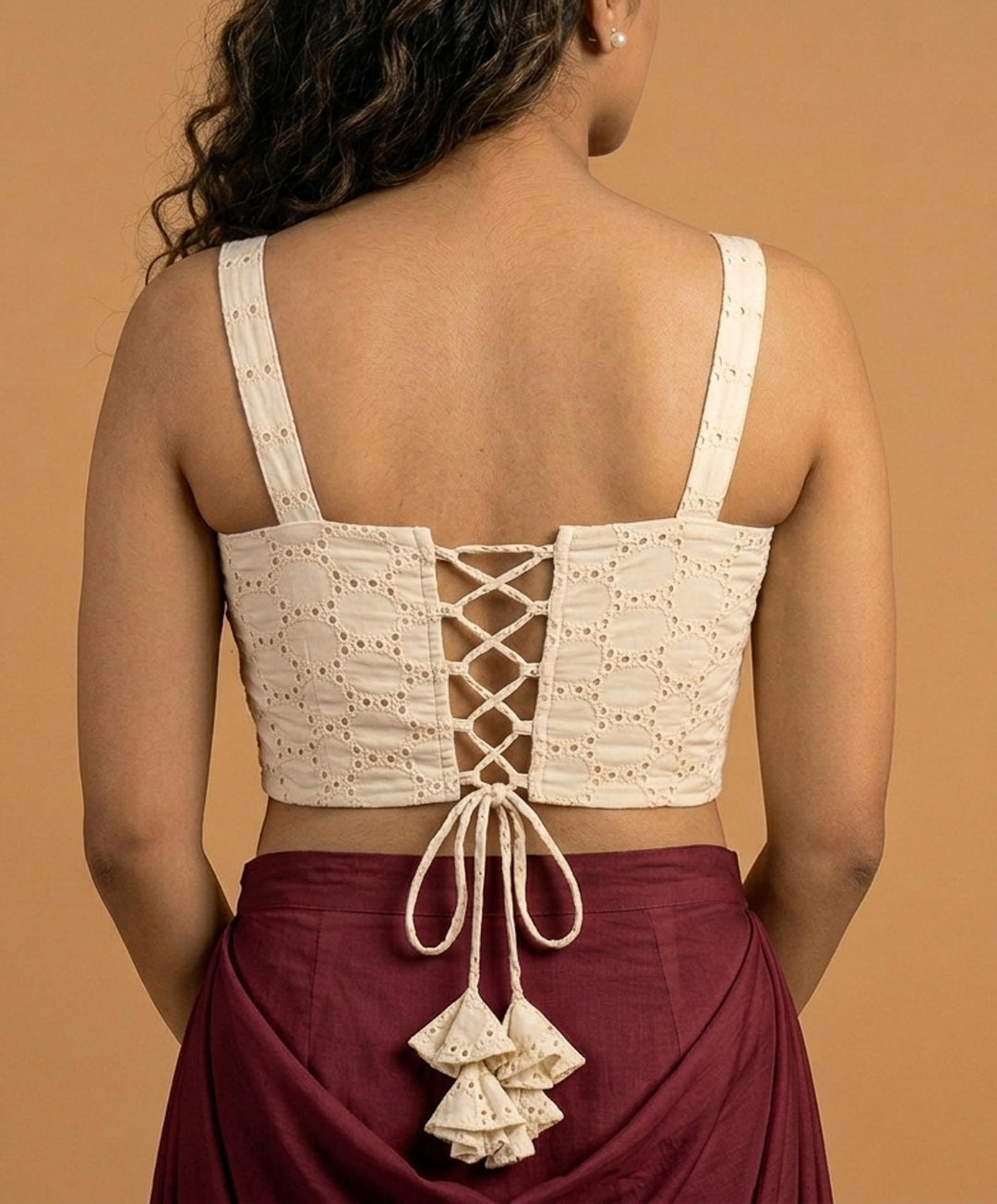Happy Days Cotton Corset Style Blouse in Ivory