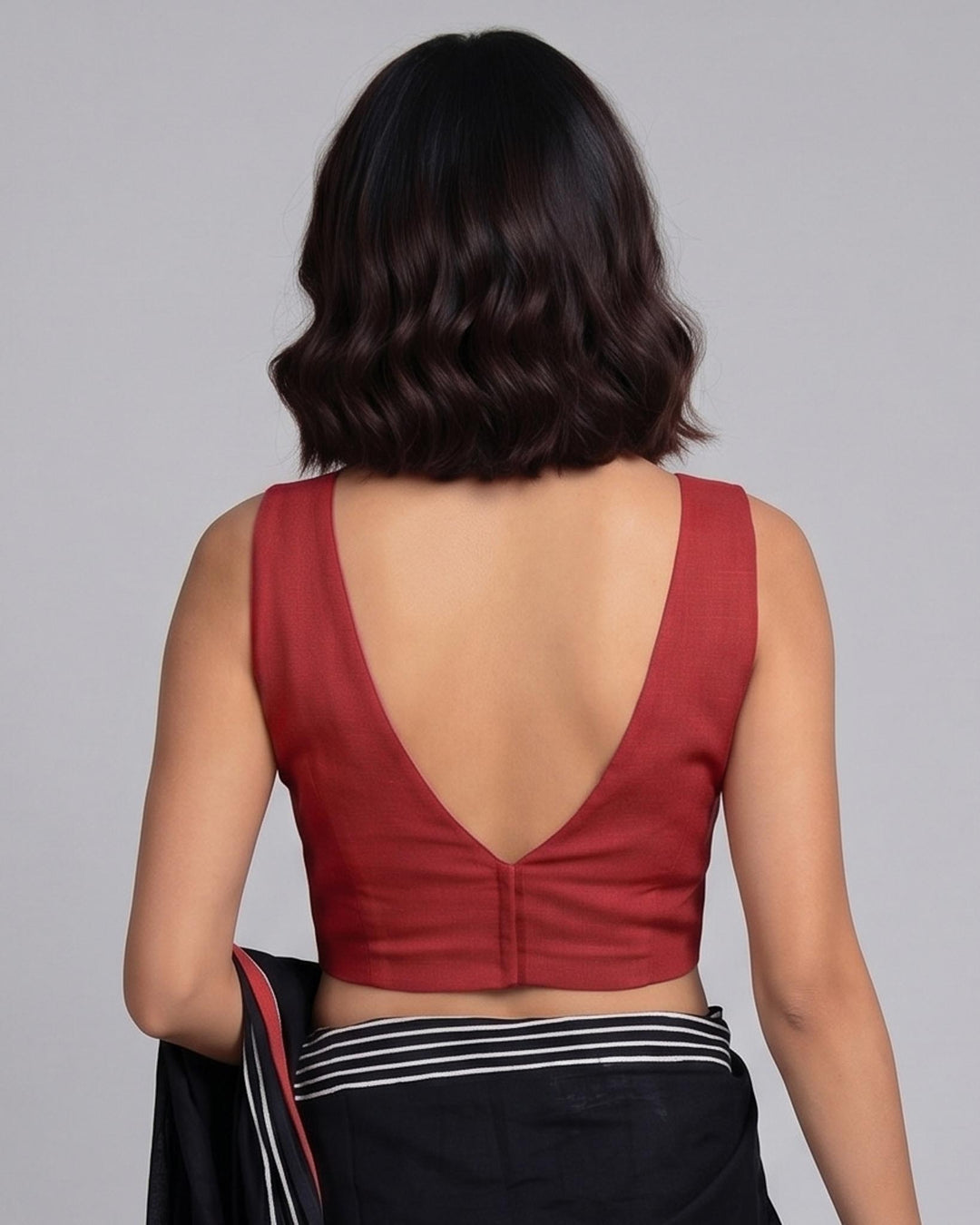 Mustard Cotton V neck Readymade Sleeveless Blouse