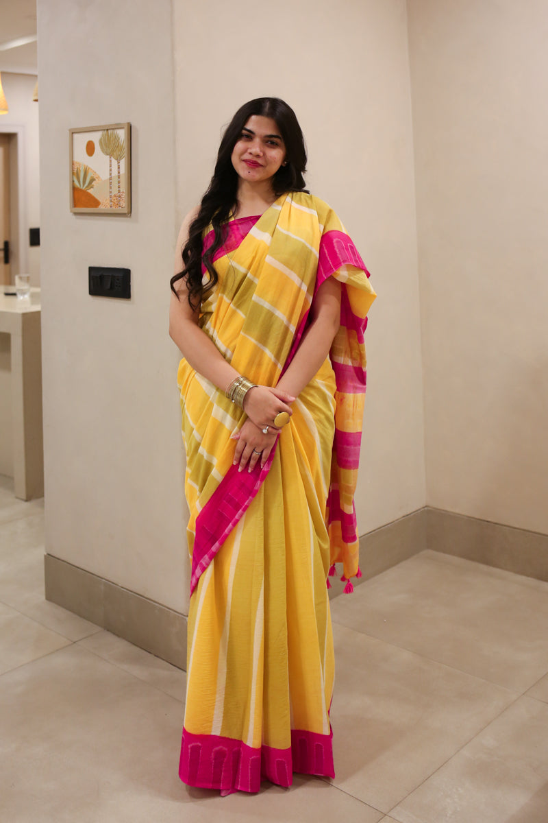 Beneath Mango Skies Hand Dyed Mulmul Cotton Saree