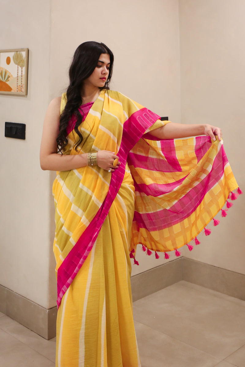 Beneath Mango Skies Hand Dyed Mulmul Cotton Saree