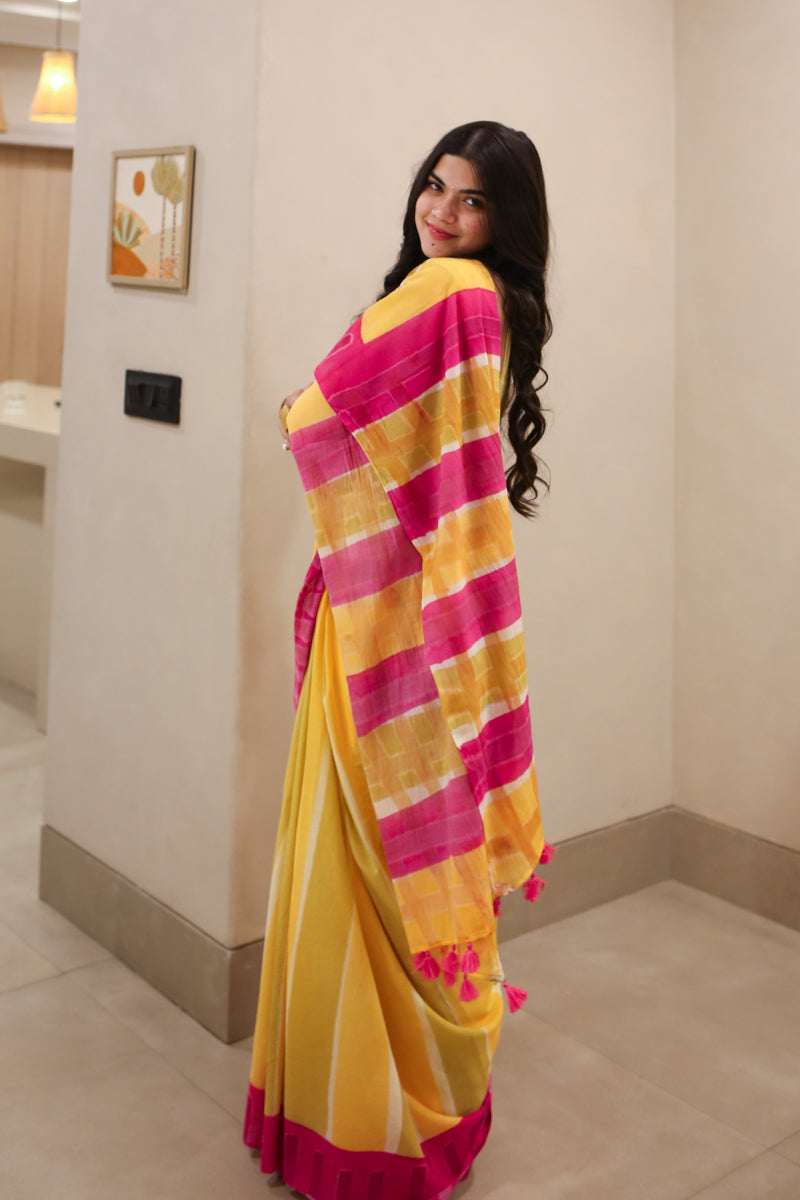Beneath Mango Skies Hand Dyed Mulmul Cotton Saree