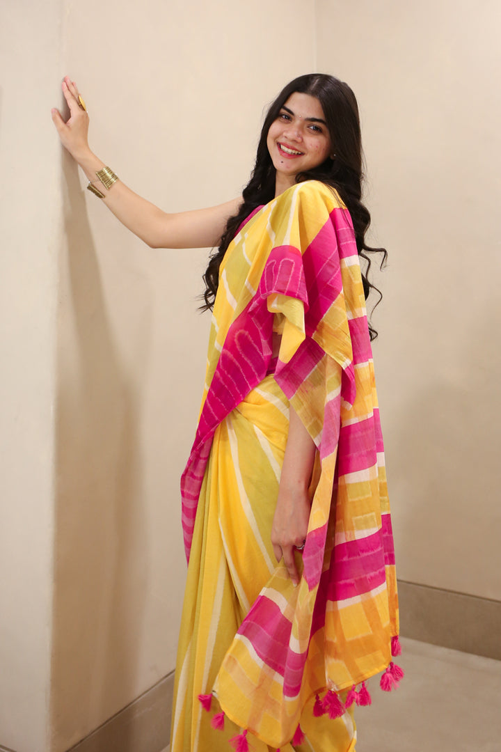 Beneath Mango Skies Hand Dyed Mulmul Cotton Saree