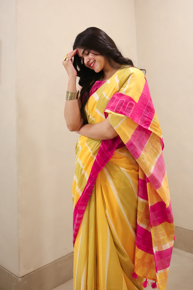 Beneath Mango Skies Hand Dyed Mulmul Cotton Saree