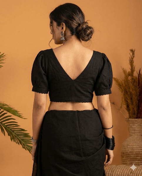 Vintage White Satin V-neck Blouse with Peter Pan Collar & Puff Sleeves