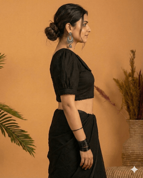 Vintage White Satin V-neck Blouse with Peter Pan Collar & Puff Sleeves