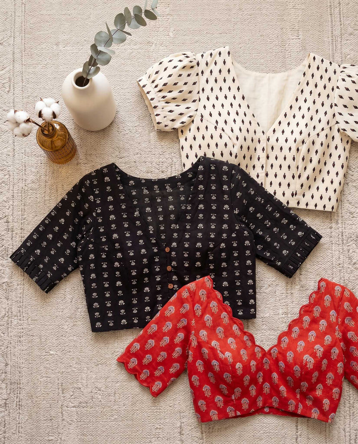 Printed Essentials Trio - Cotton Blouse Combo (Pack of 3)