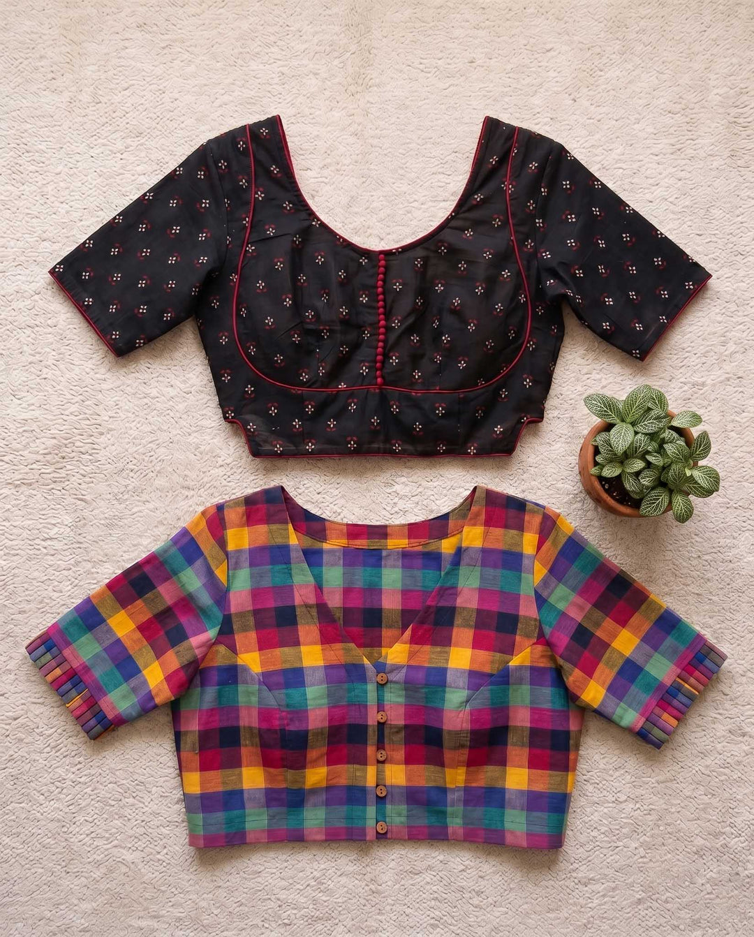 Color & Classic Edit- Cotton Blouse Combo (Pack of 2)