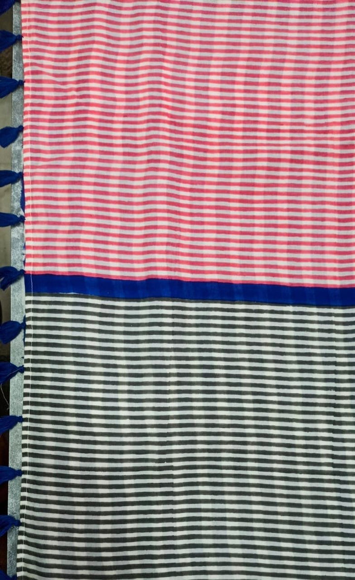 Laila Hand Block Print Mul Mul Cotton Saree
