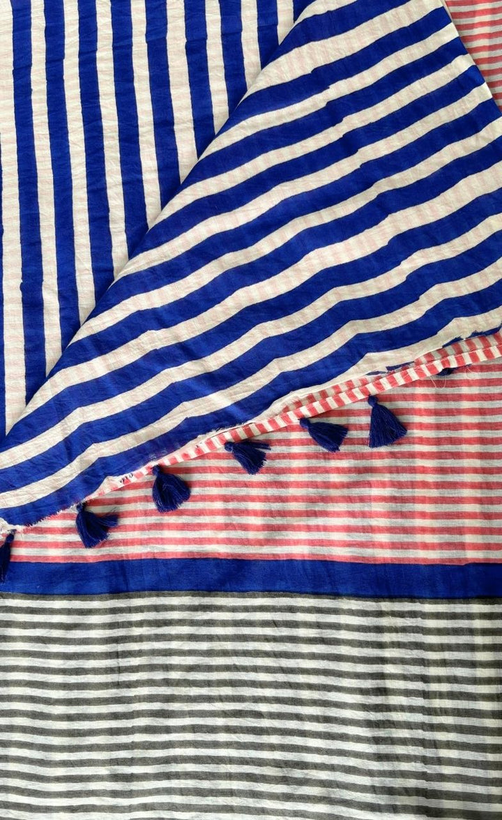 Laila Hand Block Print Mul Mul Cotton Saree