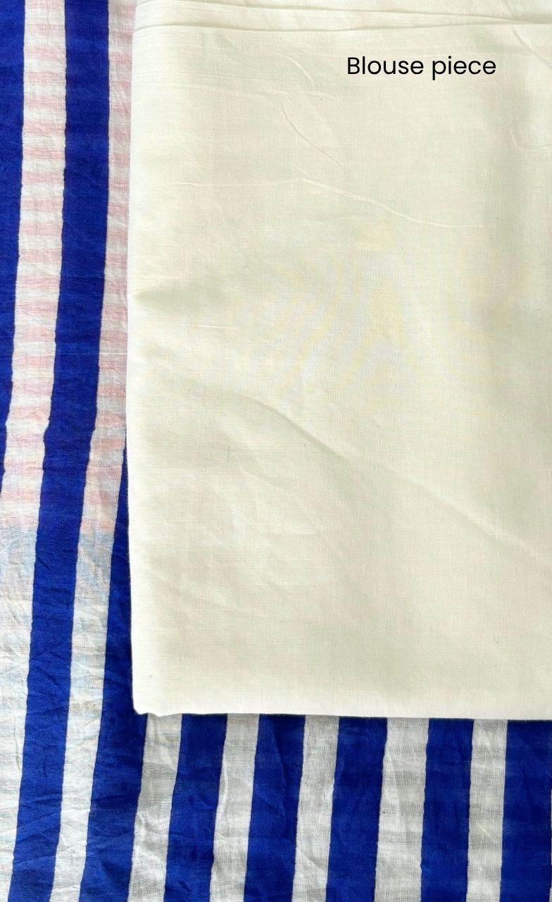 Laila Hand Block Print Mul Mul Cotton Saree