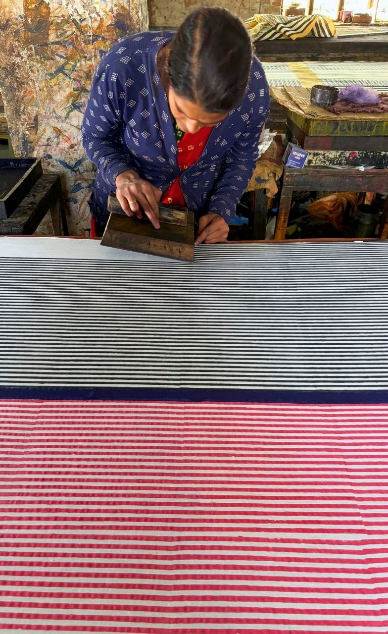 Laila Hand Block Print Mul Mul Cotton Saree