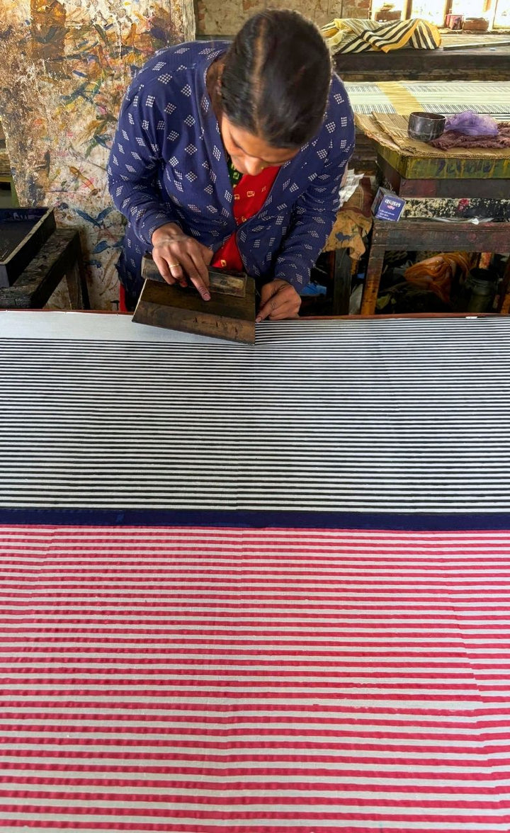 Laila Hand Block Print Mul Mul Cotton Saree