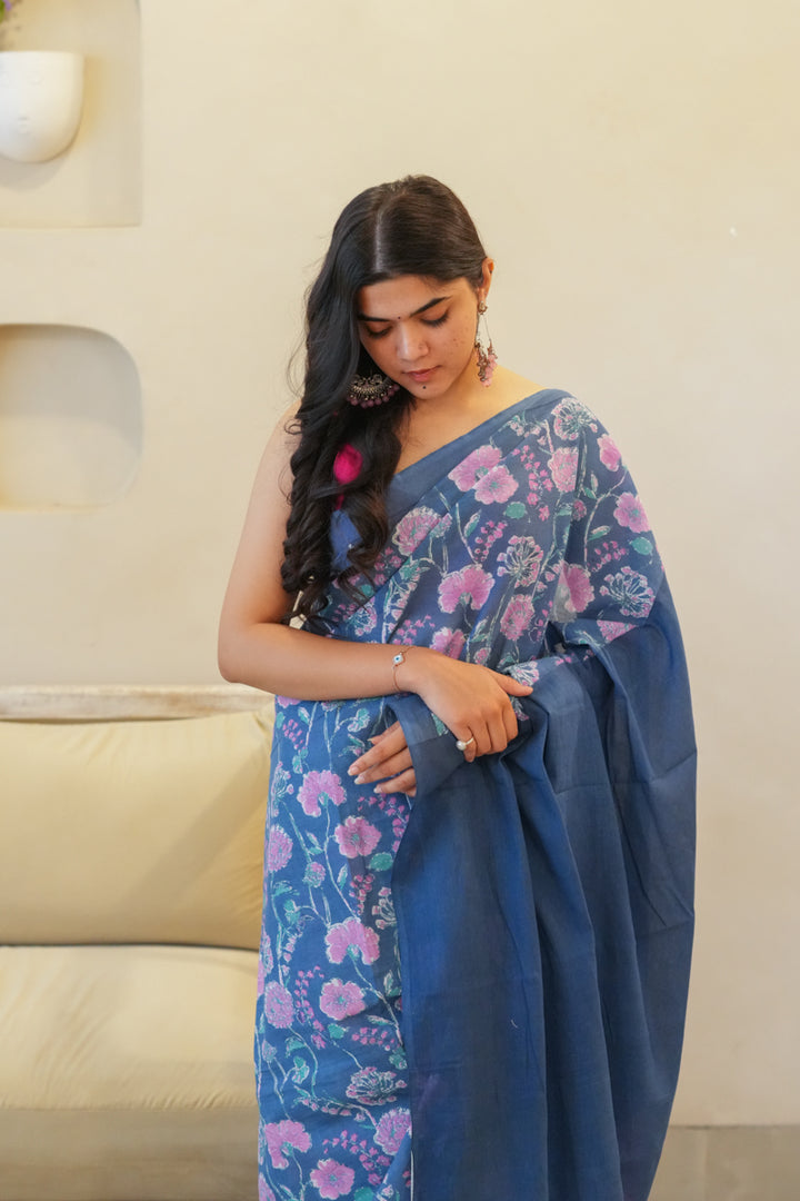 Breeze & Bloom Printed Mulmul Cotton Saree