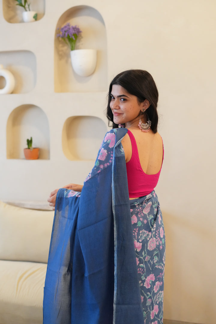 Breeze & Bloom Printed Mulmul Cotton Saree