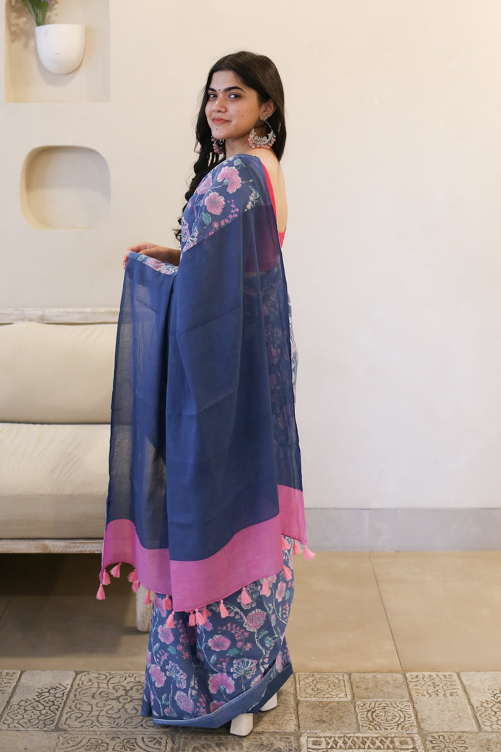 Breeze & Bloom Printed Mulmul Cotton Saree