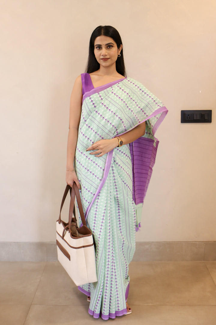 Canvas of Calm Printed Mulmul Cotton Saree