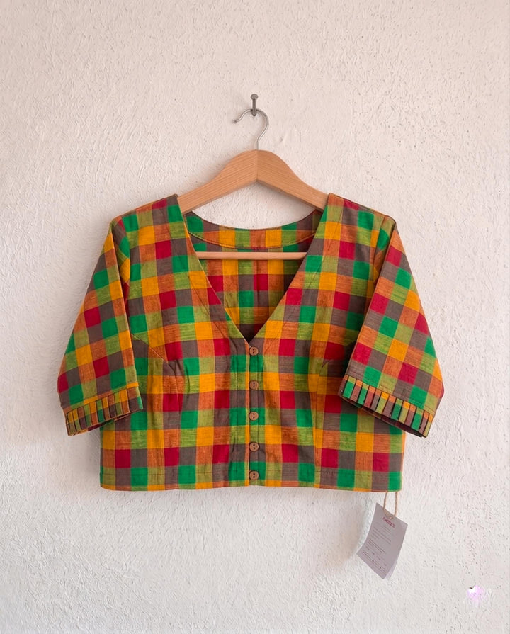 9AM button down blouse with elbow sleeve - Multicolor 3