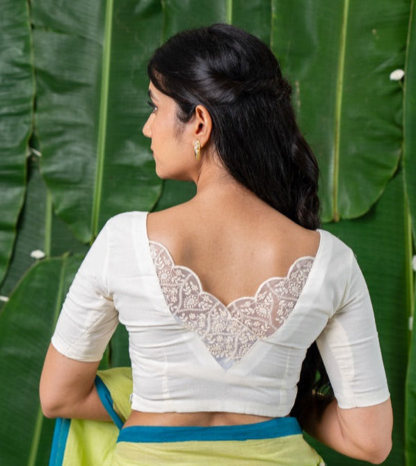 Ira – White Cotton Lace Back Blouse