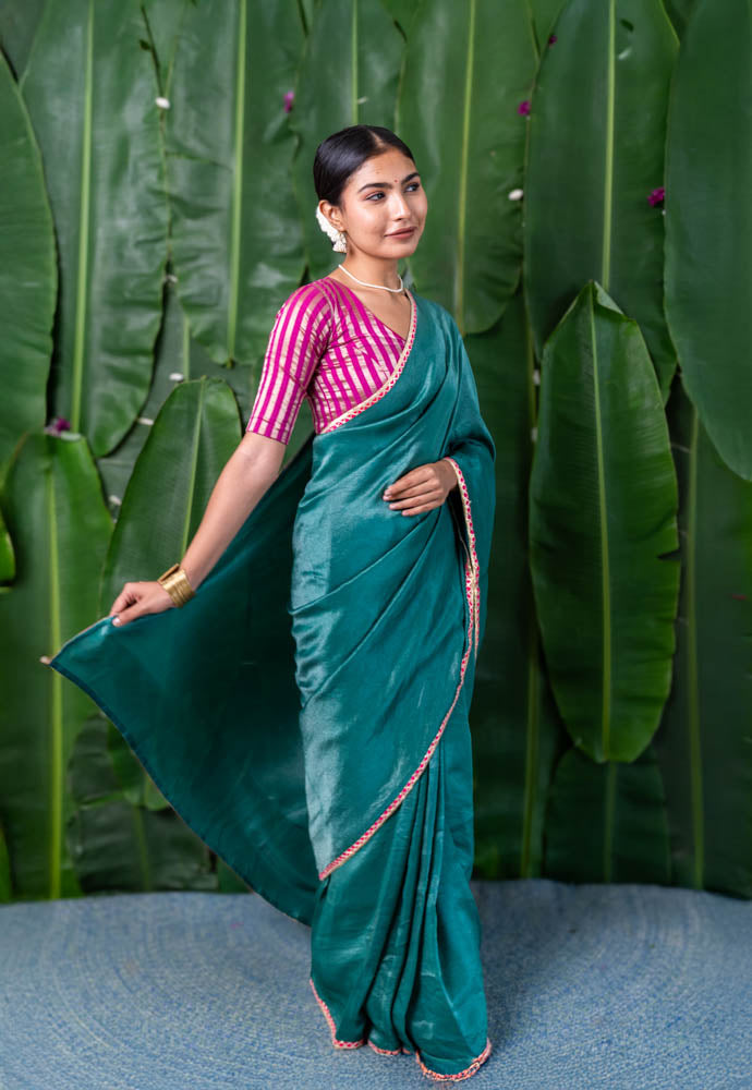 Manjiri - Green Tissue Saree with Gota piping
