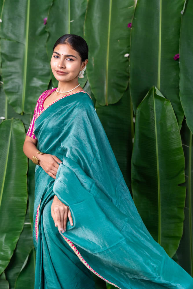 Manjiri - Green Tissue Saree with Gota piping