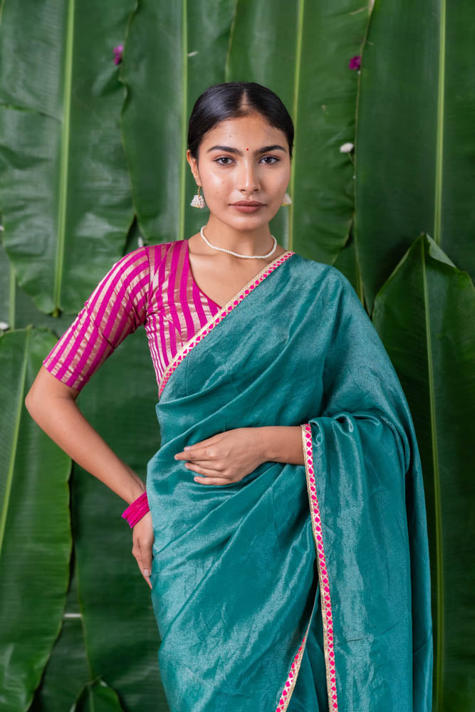 Manjiri - Green Tissue Saree with Gota piping