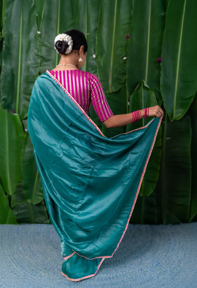 Manjiri - Green Tissue Saree with Gota piping