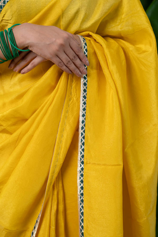 Urja - Yellow Tissue Saree with Gota Piping