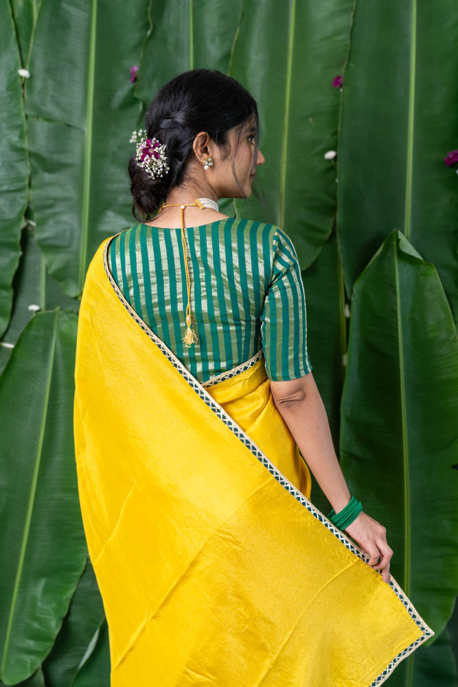 Urja - Yellow Tissue Saree with Gota Piping
