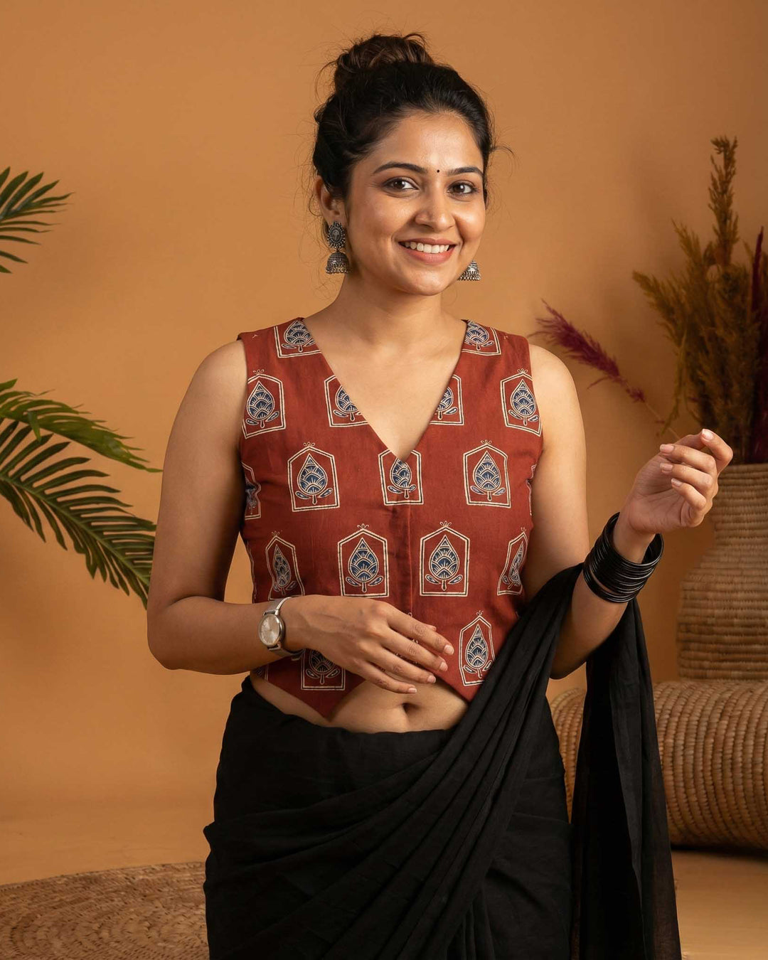 Desk to Dinner Maroon Cotton Vest Blouse