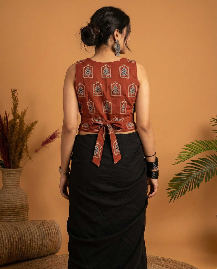 Desk to Dinner Maroon Cotton Vest Blouse