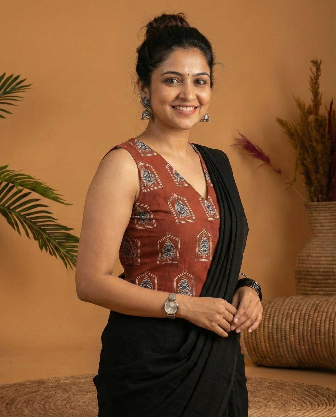 Desk to Dinner Maroon Cotton Vest Blouse