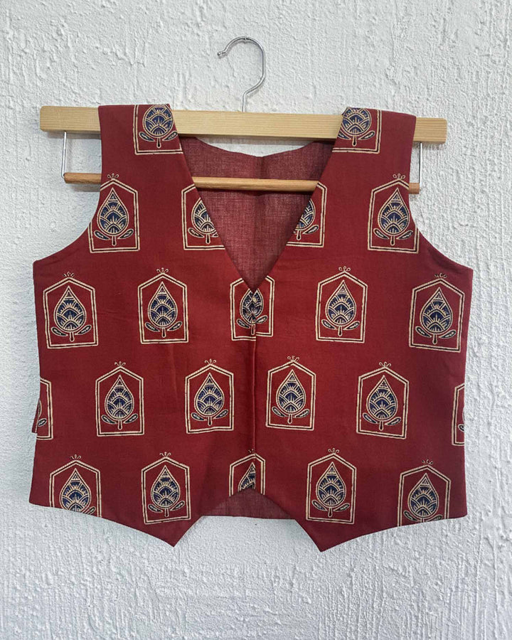 Desk to Dinner Maroon Cotton Vest Blouse